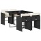 Set mobilier de gradina cu perne, 5 piese, negru, poliratan