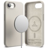 Husa iPhone 16e Ringke Silicone Magnetic MagSafe, crem