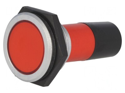 Lampă LED plată roșie 230V IP67 &amp;Oslash;30mm Alamă foto