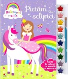 Unicornul magic. Pictam cu sclipici. Carte de colorat cu pensula si acuarele |