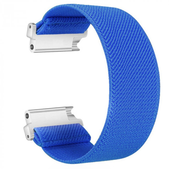 Curea textila elastica, compatibila Samsung Galaxy Watch3 40mm, telescoape Quick Release, Elastic Blue