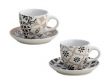 Set 2 cesti cu farfurie pentru cafea, Alhambra, Brandani, 90 ml, portelan