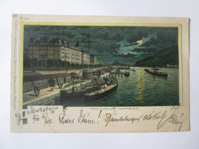 Ungaria,litografie Budapesta,carte postala circulata 1900 foto
