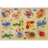 Puzzle insecte din lemn cu maner ajutator, Alibeibei
