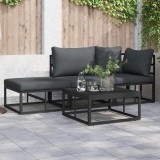 vidaXL Set de canapele pentru grădină cu pernă 3 pcs Negru Aluminiu