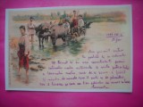 HOPCT 11558 TARANI IN COSTUME TRADITIONALE TRECAND RIUL --TOAMNA 1899 - ROMANIA-NECIRCULATA