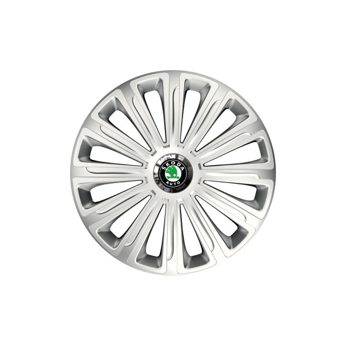 Set 4 capace roti Cu Inel Cromat Trend R15 Compatibil Cu Skoda