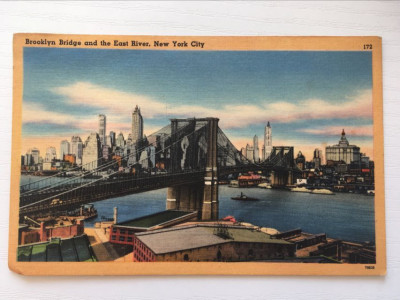 Carte postala veche vedere Brooklyn Bridge and the East River, New York City foto