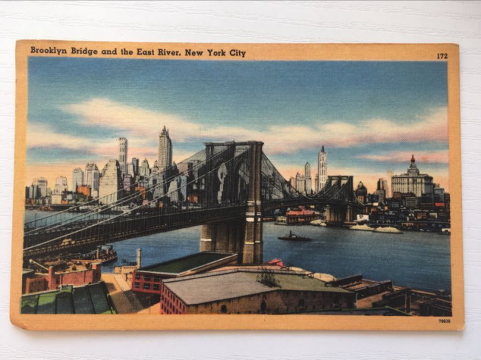 Carte postala veche vedere Brooklyn Bridge and the East River, New York City
