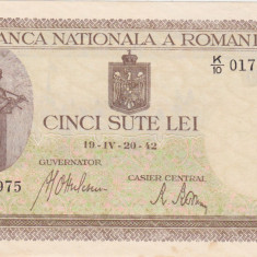 ROMANIA 500 LEI APRILIE 1942 XF+