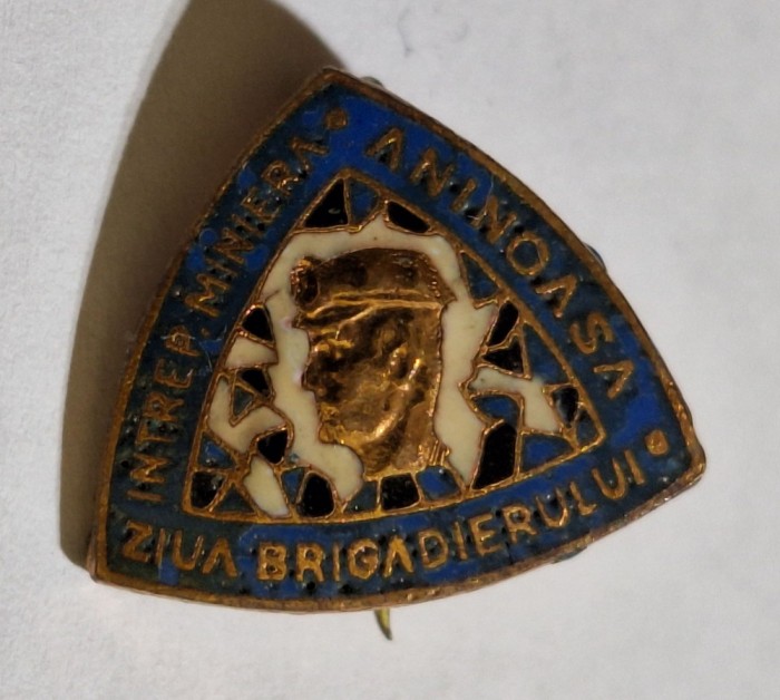 ZIUA BRIGADIERULUI Intreprinderea miniera Aninoasa, insigna minerit anii 1970
