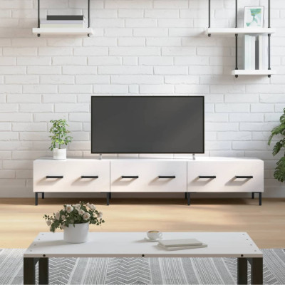 Comoda TV, alb extralucios, 150x36x30 cm, lemn prelucrat GartenMobel Dekor foto