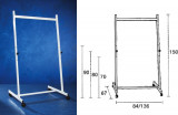 Stand Metalic 140 Cm Latime, 150 Cm Inaltime, Pe Rotile, 3 Pozitii Fixe, Smit