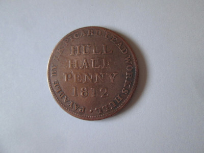 Rar! Marea Britanie jeton Hull Half Penny 1812 foto