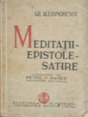 GR. ALEXANDRESCU - MEDITATII, EPISTOLE, SATIRE foto