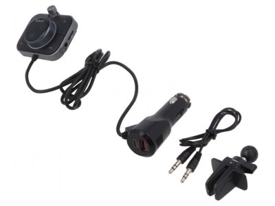 Transmițător FM microSD USB negru 1,2m foto