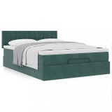 Gossi cadru de pat otoman cu saltea verde inchis 140x200cm catifea