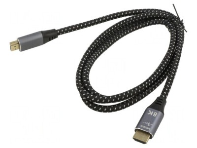 Cablu HDMI 2.1 Textil 1,5m Negru foto