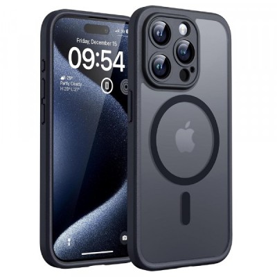 Husa MagSafe pentru Apple iPhone 15 Pro Max, Techsuit, PureFrost, Neagra foto