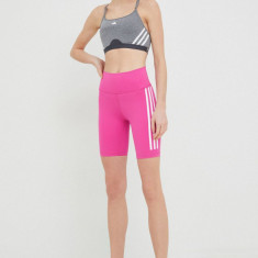 Adidas Performance pantaloni scurți de antrenament Training Icons femei, culoarea roz, cu imprimeu, high waist