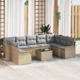 Cumpara ieftin Set de canapele pentru grădină 10 pcs Negru Rattan poli