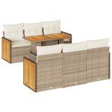 Cumpara ieftin Set canapele gradina cu perne 7 piese bej poliratan/lemn acacia