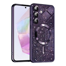 Husa premium Samsung Galaxy A35 5G Techsuit Luxury Glitter MagSafe, mov foto