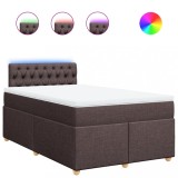 Cumpara ieftin Pat box spring cu saltea, maro inchis, 120x190 cm, textil