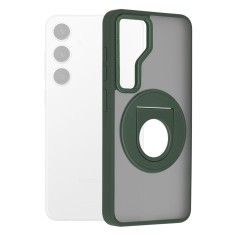 Husa magsafe compatibila samsung galaxy s24 plus, atasare magnetica, ghost holder, matte green foto
