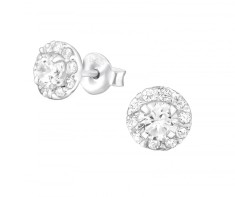 Cercei din argint, Floare cu cristale din Zirconiu White , A4S30411