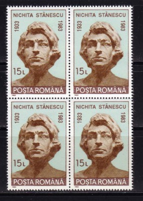 RO 1993 LP 1311 &amp;quot;60 de ani nasterea Nichita Stanescu&amp;quot;, bloc de 4 ,MNH foto