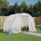 Sera Gradina vidaXL, Cadru Otel, 6 m&sup2;, 3x2x2 m, Polietilena, Alba, Usa Rulanta + 4 Ferestre