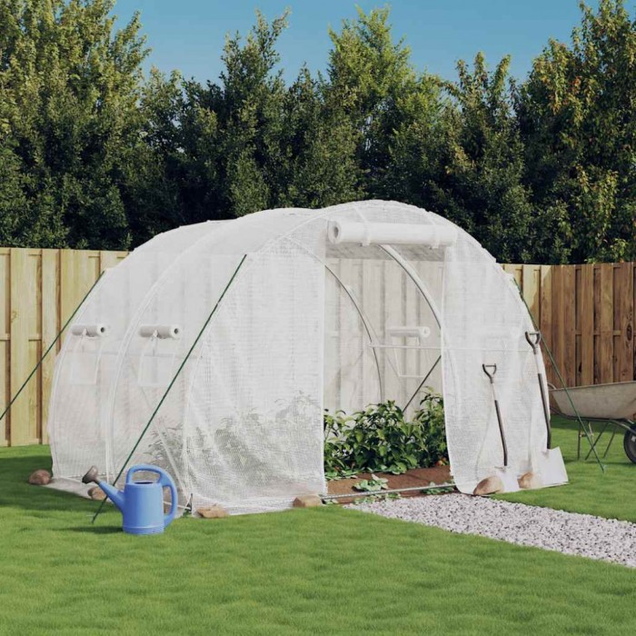 Seră cu un cadru din oțel, alb, 6 m&sup2;, 3x2x2 m