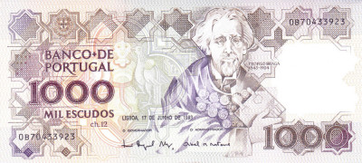 Bancnota Portugalia 1.000 Escudos 1993 - P181j UNC foto