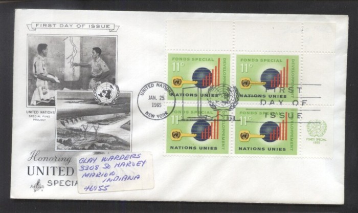 UN New York 1965 Developing countries Mi.149 x 4 FDC UN.145