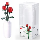 Set de Constructie Flowers, 258 piese, Trandafir Rosu &ndash; Sluban