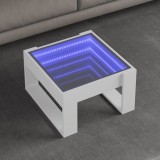 VidaXL Măsuță de cafea cu LED infinity, alb, 50x53x30 cm