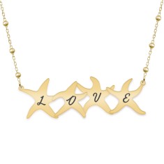 Andreea - Colier personalizat cu stelute de mare din argint 925 placat cu aur 24K galben