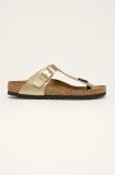 Birkenstock slapi Gizeh femei, culoarea auriu, cu toc plat, 1016109