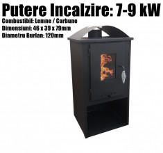 Semineu Soba Radiator Lemne Samotat 7-9kw Incalzire Casa + LIVRARE GRATUITA foto