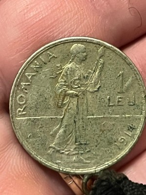 Moneda 1 leu Romania 1914, Argint foto