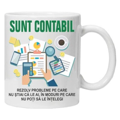 Cana alba personalizata &amp;quot;sunt contabil&amp;quot;, INOVATIX&amp;reg;. 330ml foto
