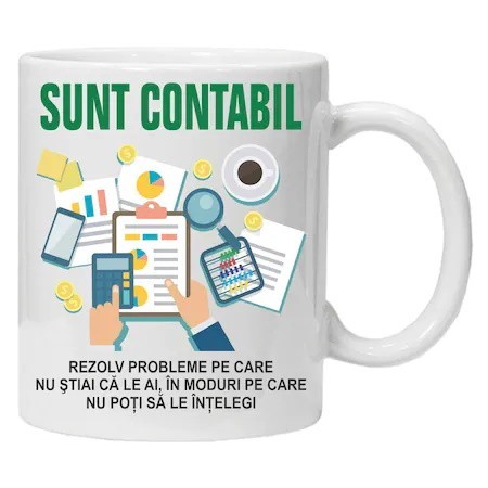 Cana alba personalizata &quot;sunt contabil&quot;, INOVATIX&reg;. 330ml