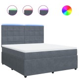 Cumpara ieftin Pat box spring cu saltea, gri inchis, 180x200 cm, catifea