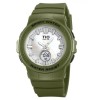 Ceas Dama Tio Sport Verde Digital Quartz Dual Time Data Alarma Cronograf, Bratara Silicon, 43mm