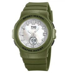 Ceas de dama Tio Sport Digital Quartz Dual Time Data Casual Army Verde