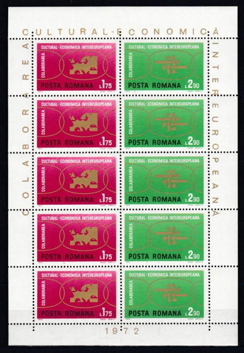 ROMANIA 1972 LP 790 a COLABORAREA CULTURAL-ECONOMICA IN COALA MICA DE 10 MNH
