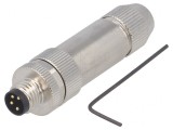 Conector M8 4-Pin Drept Ecranat pe Cablu IP67 30V, TE Connectivity