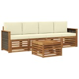 vidaXL Set de canapele de exterior cu pernă 5 pcs Natural și Crem 3383986