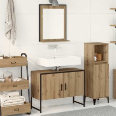 Set de mobilier pentru baie cu ușă 2 pcs Maro 80 x 33 x 60 cm
